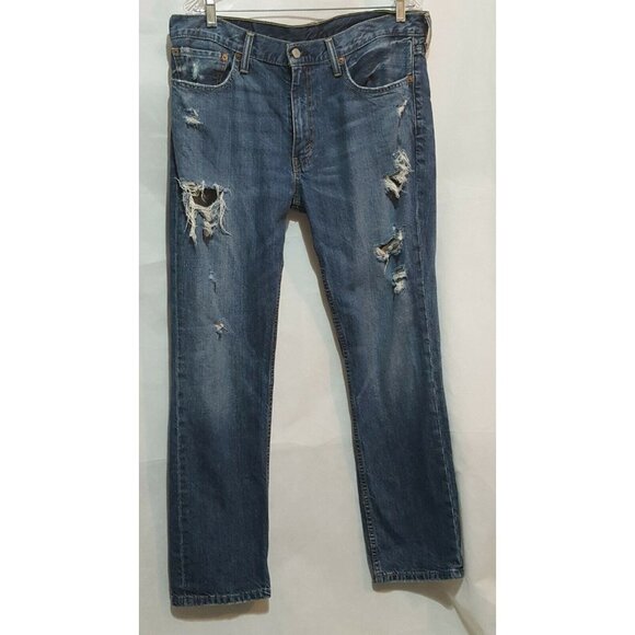 Levi’s 511 Mens Jeans Size 36 X 30 Slim Fit Destroyed Jeans Tapered 100% Cotton - Picture 3 of 9